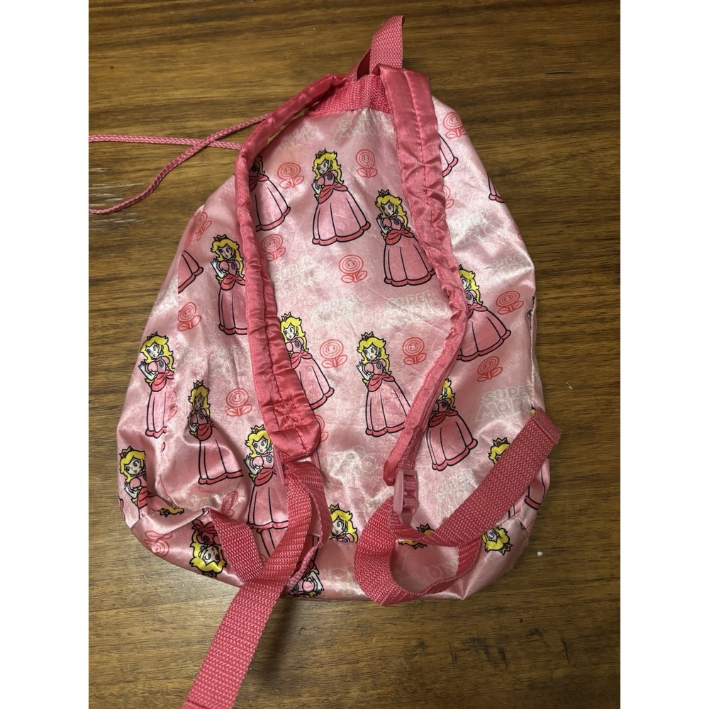 Rare Promo Super Mario Princess Peach Silky Backpack W/drawstring Closure - Picture 4 of 5